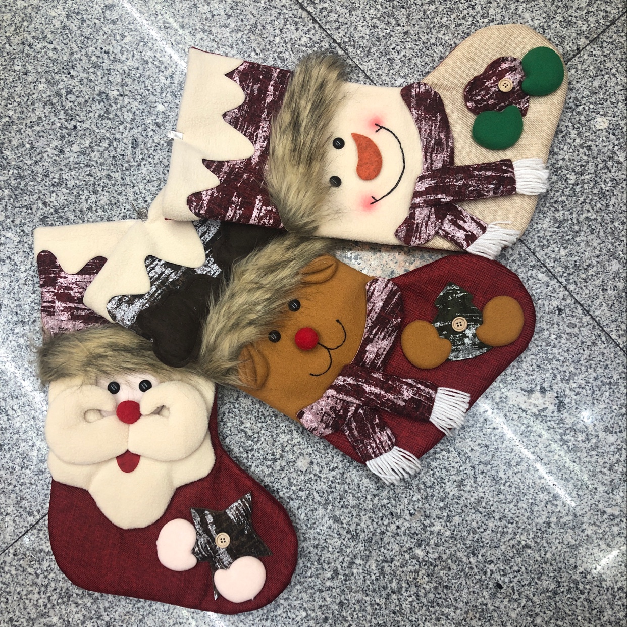 Hua's Christmas Christmas Craft Christmas Decorations - Latest plush stockings, Christmas stockings, Santa Claus, deer, Snowman details Picture