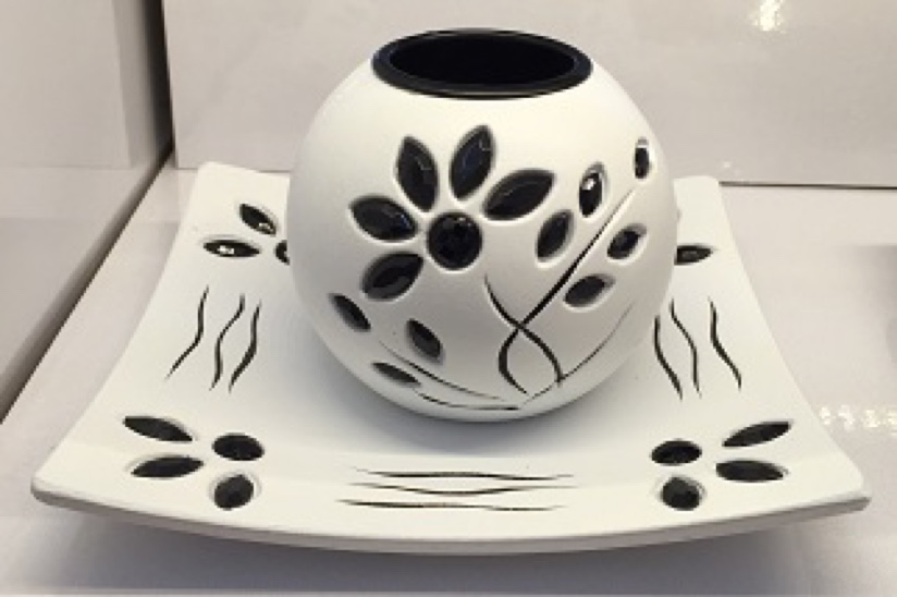 Z001W 带钻木质烛台装饰品工艺摆件