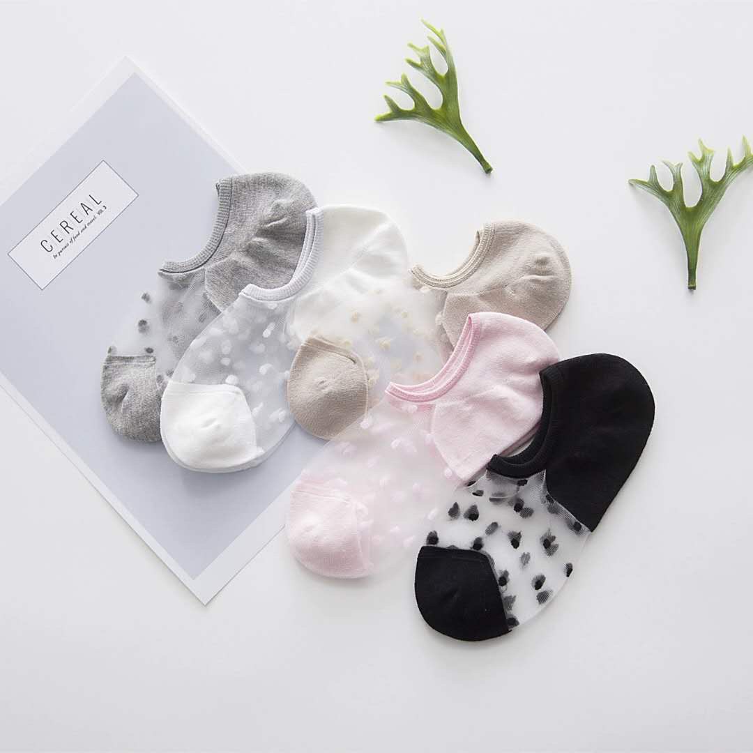Ladies' invisible socks, glass fiber crystal socks, boat socks, Japanese and Korean socks, bean shoes and socks, cotton socks details Picture