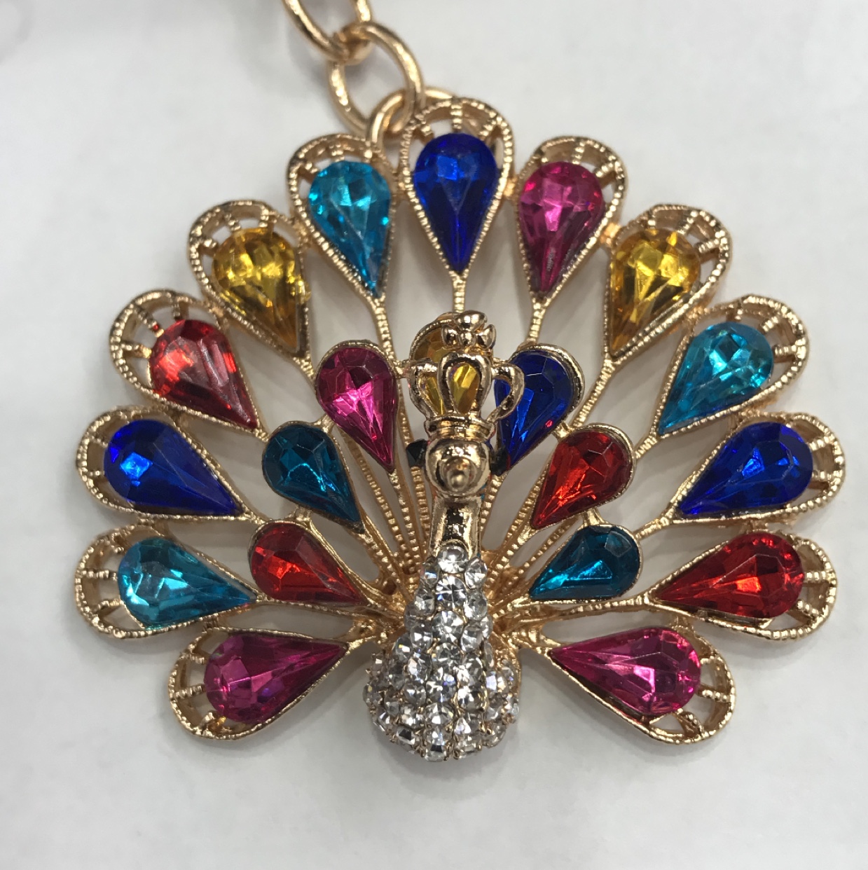 Korean-style creative oil drip craft, seven-color peacock buckle women's bag accessory, metal keychain