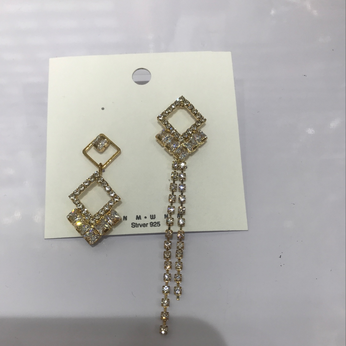 Long and short AB style earrings