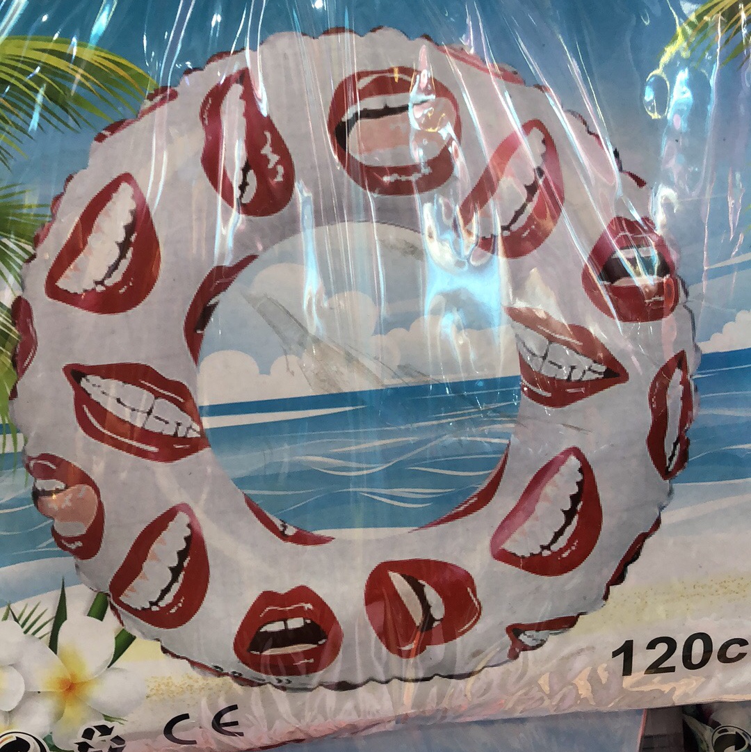 Inflatable PVC swimming ring Red lip swimming ring thumbnail