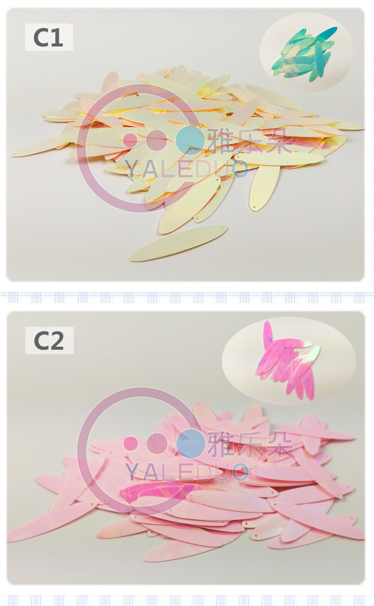 Double-pointed oval golden iridic single-hole sequin diy handcrafted irregular-shaped sequin clothing earrings accessories detail image 4