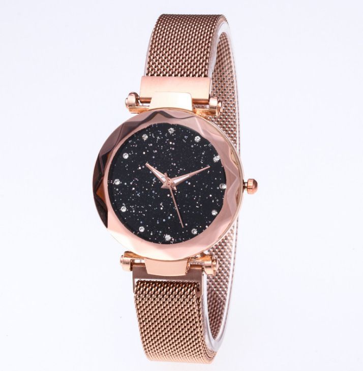 The wechat business bestseller, Douyin, is a popular online watch with a starry sky dial, magnetic iron mesh strap, and quartz water resistance for women