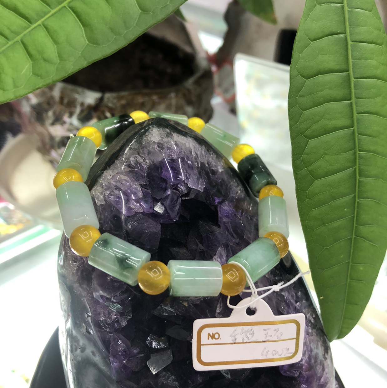 New Chinese-style national trend lucky double natural jade jade and agate stone bracelet