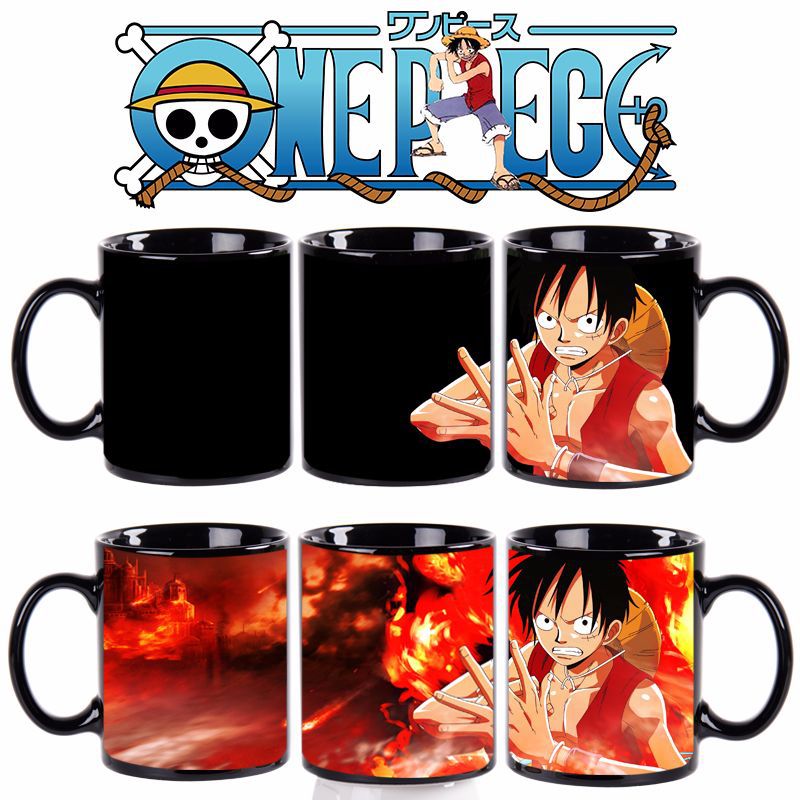 One Piece King creative thermochromic cup animation cartoon ceramic cup spot wholesale custom coffee cup manufacturers direct sales full figure