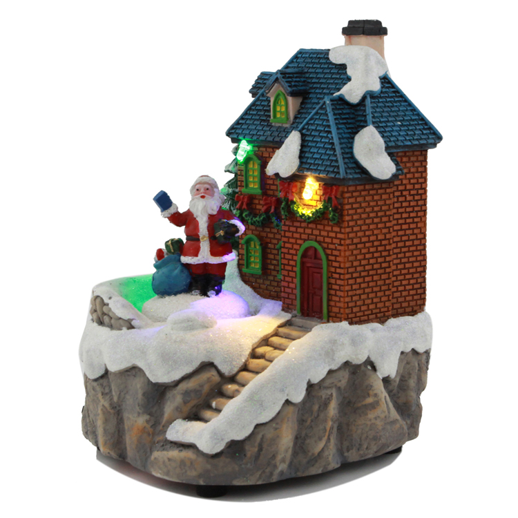 LED彩灯圣诞装饰礼品旋转乡村房子模型健美工艺详情8