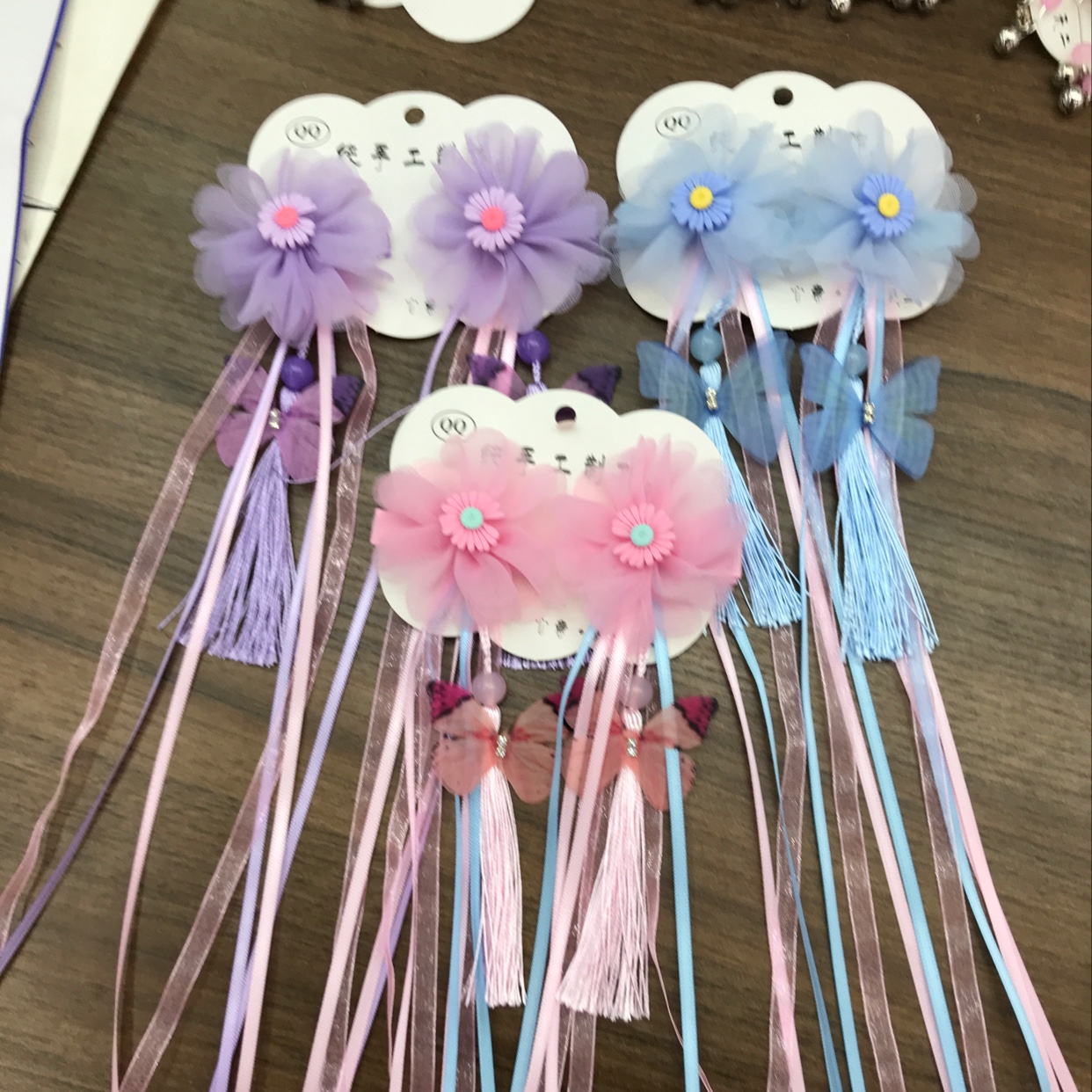 儿童发夹女童古风汉服发饰可爱邹菊蝴蝶夹子小女孩头饰宝宝发卡