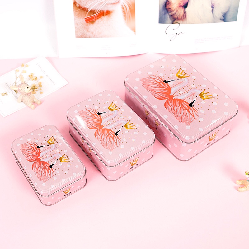 Flamingo series combo tinplate set three long square box cookie jar gift jar