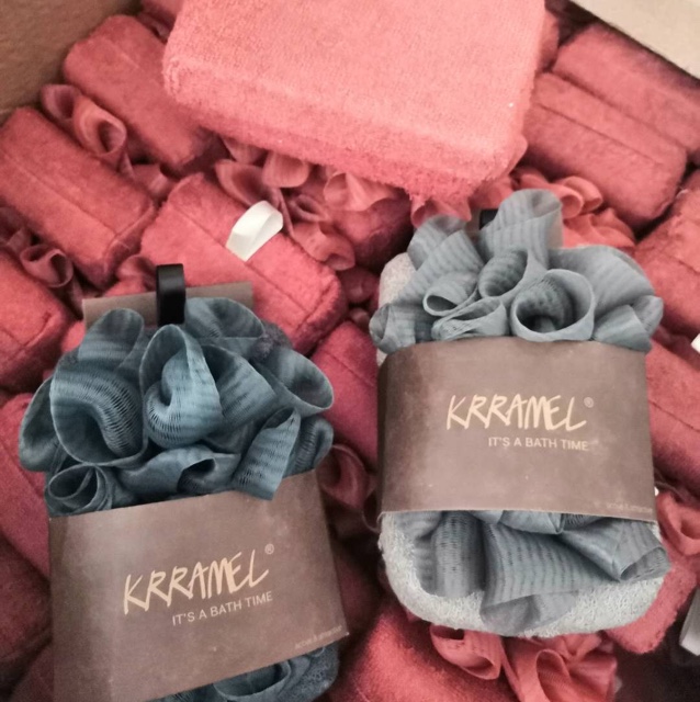 krramel竹纤维海绵方块浴花浴球 洗澡巾沐浴条 泡泡浴球浴花
