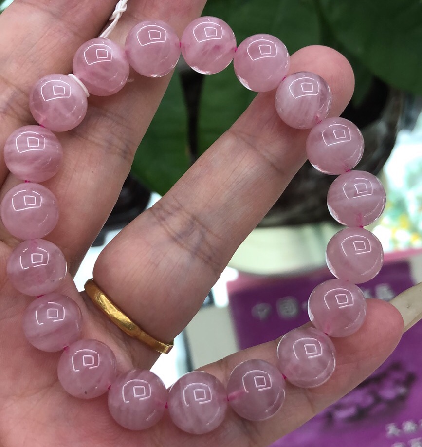 New Chinese-style national trend lucky double natural jade and natural rose crystal bracelet