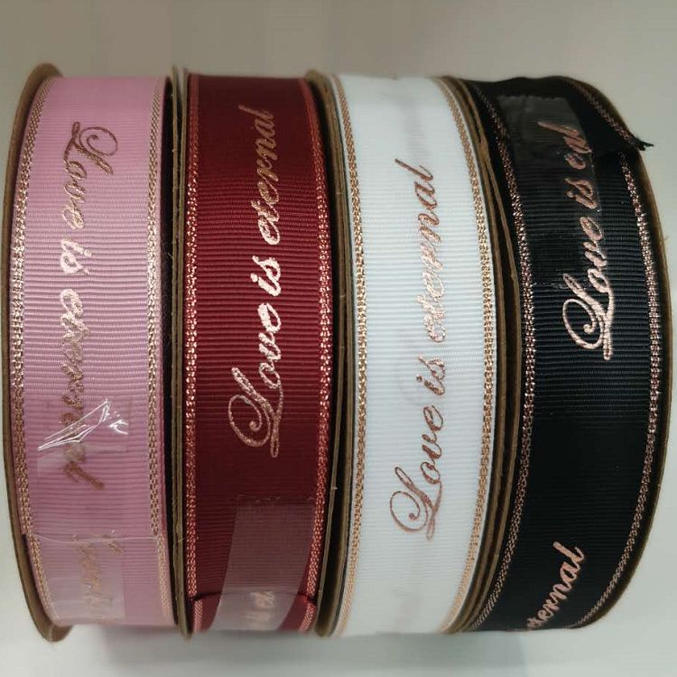 Polyester Ribbed Double Gold Belt Printing Hot Stamping Letter Belt Manufacturers Direct Spot Accessories Custom Accessories Clothing Accessories Accessories Specification drawing