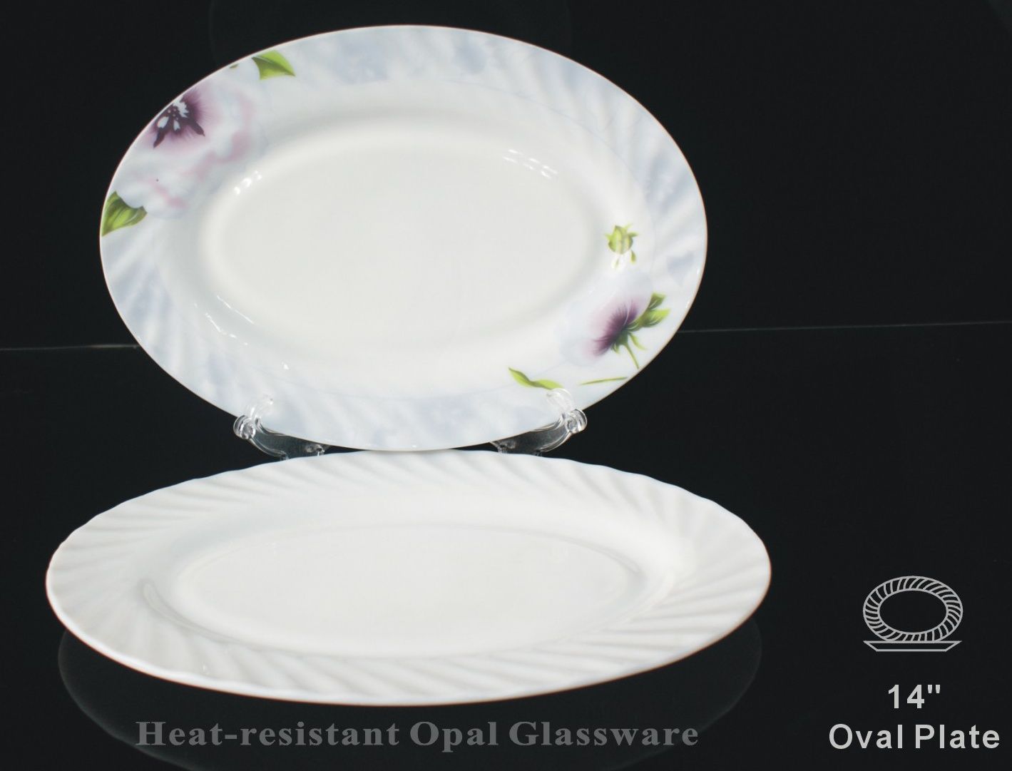 Yiwu Quality Fish plate Heat-resistant glass Opal glass for home and hotel use - 14-inch oval plate Specification image
