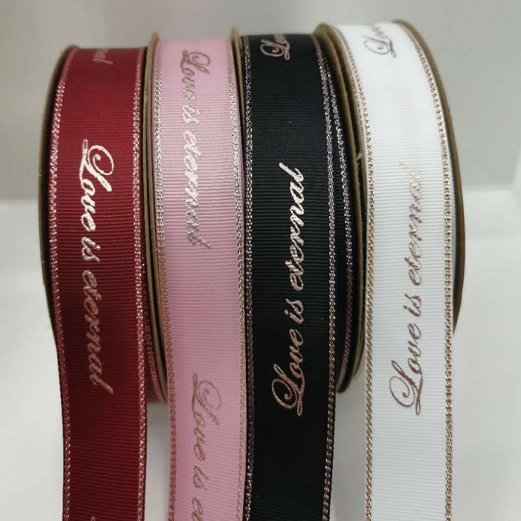 Polyester Ribbed Double Gold Belt Printing Hot Stamping Letter Belt Manufacturers Direct Spot Accessories Custom Accessories Clothing Accessories Accessories details Picture