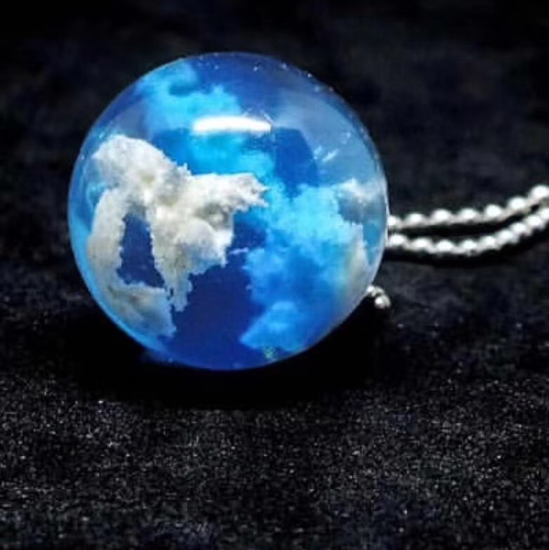 跨境 热卖款 蓝天白云 月亮 小鸟 夜光项链 配件细节图