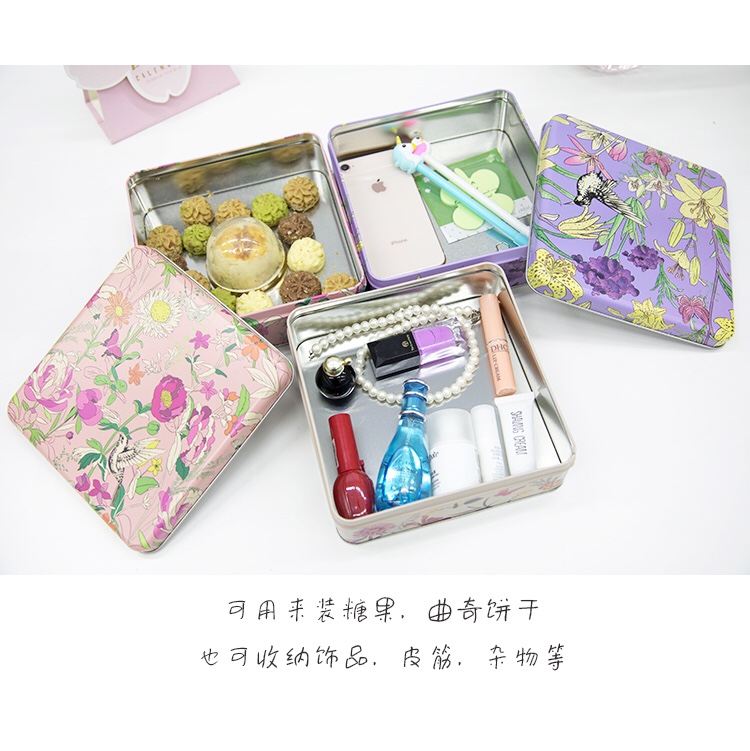 Square tin can cookies can candy box sundry storage box thumbnail