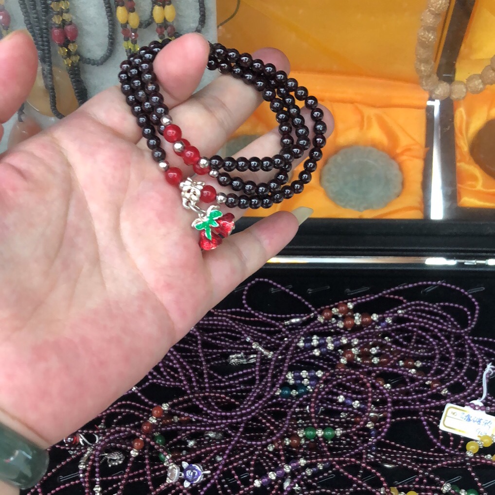 轻奢 高级感 欧美复古 叠戴 简约 品质差一些的天然石榴石三圈