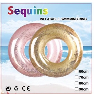 Inflatable Pvc Swimming Ring Glitter Single Ring Single Transparent Swimming Ring Toy Wholesale