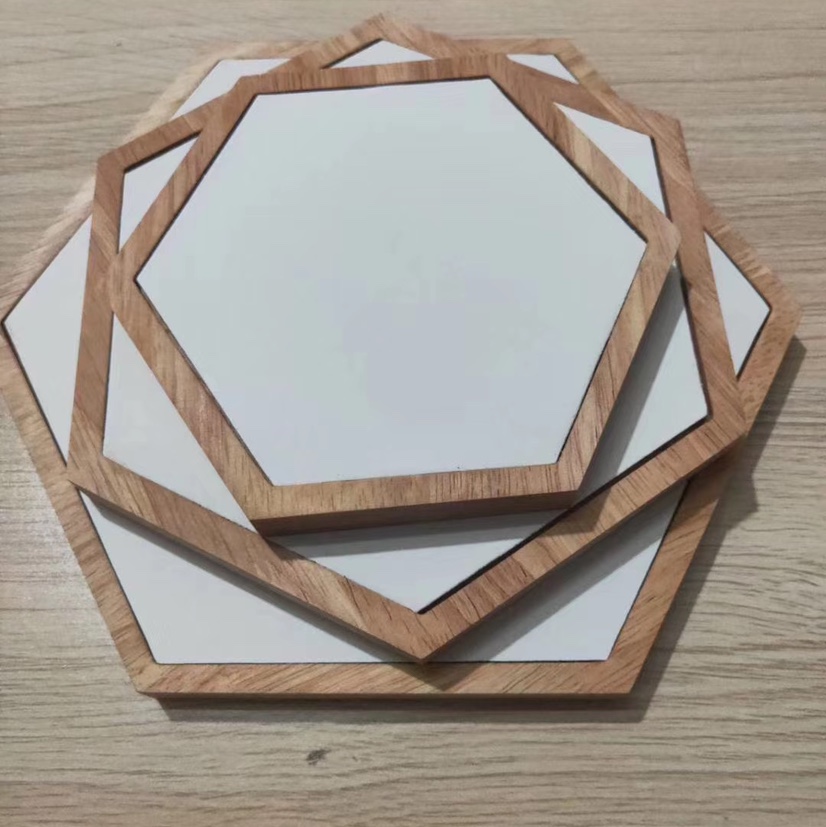 Solid wood ornaments decoration props three sets of hexagonal tray decoration shop dedicated thumbnail