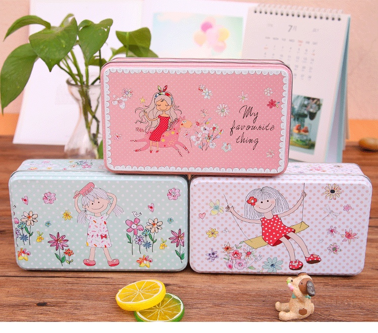 Open tin long square box animal cartoon pattern candy box storage box miscellaneous thumbnail