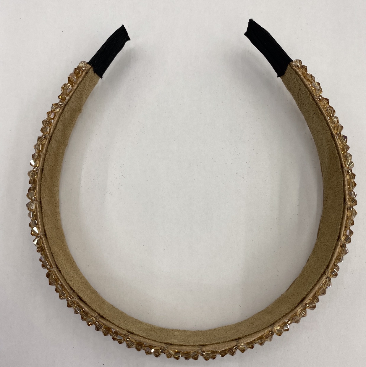 Hand - made crystal woven headband in amber thumbnail
