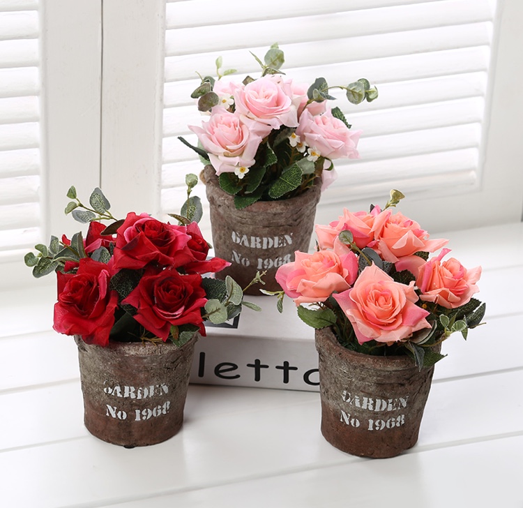 新款ins 水泥字母盆五角玫瑰盆栽摆件图