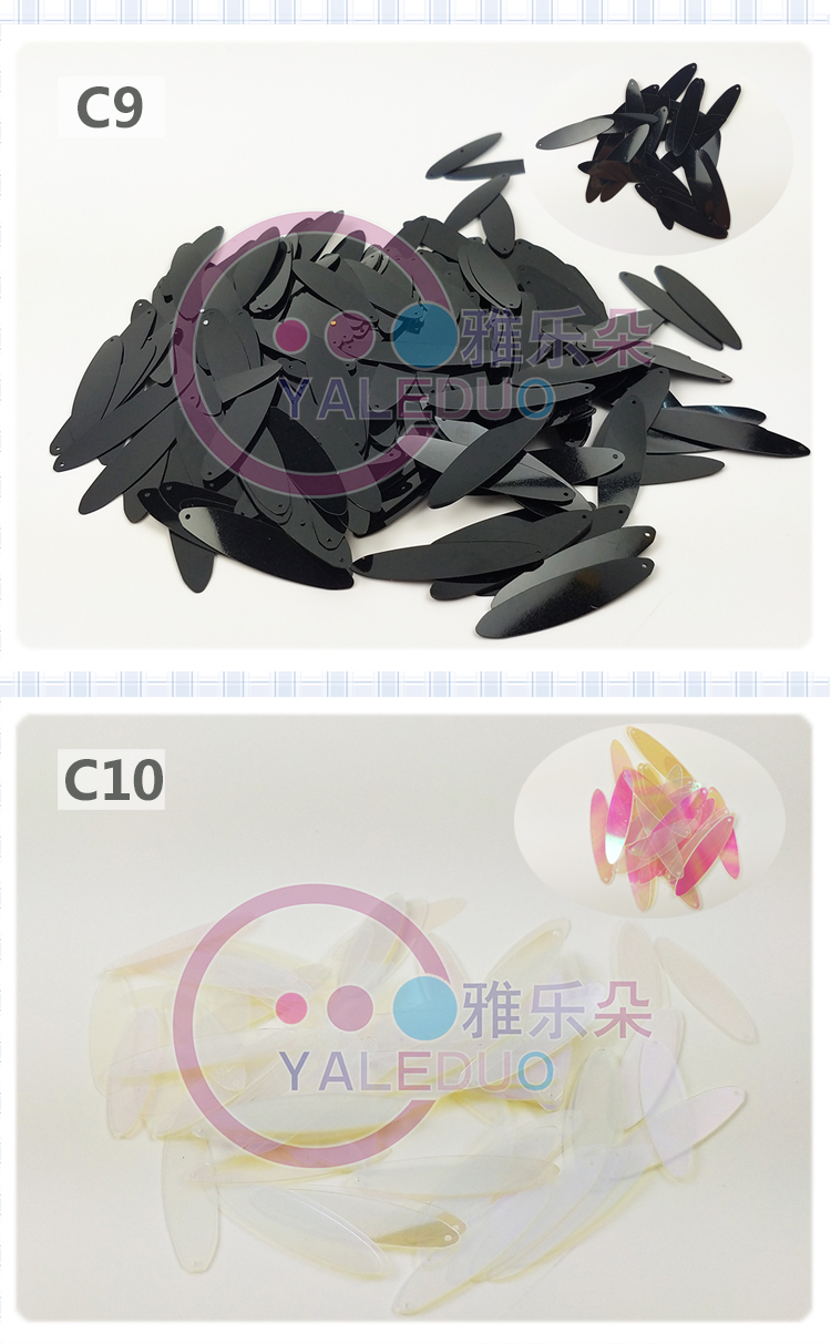 Double-pointed oval golden iridic single-hole sequin diy handcrafted irregular-shaped sequin clothing earrings accessories detail image 8