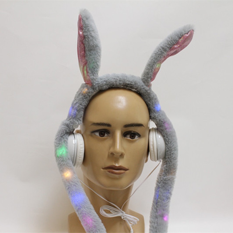 可爱卡通/韩版/会动耳朵耳机白底实物图