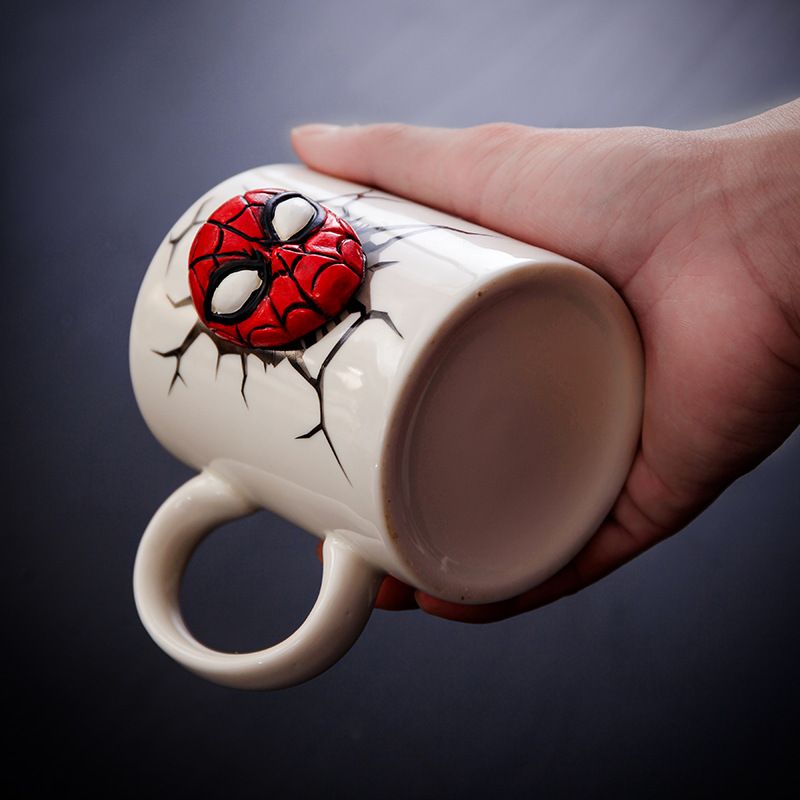 Personalized ceramic mug Creative cartoon Spiderman ceramic cup milk coffee cup custom LOGO gift cup Specification drawing