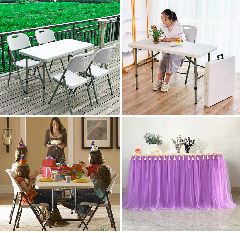 Folding table, simple household dining table, long table, outdoor stall table and chair, portable rectangular small dining table, street stall table detail image 1