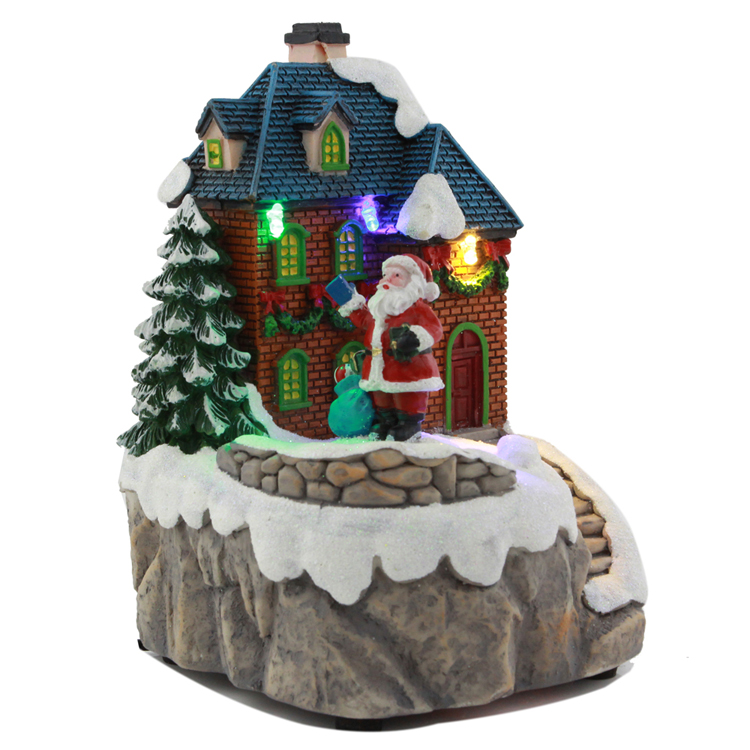 LED彩灯圣诞装饰礼品旋转乡村房子模型健美工艺详情4