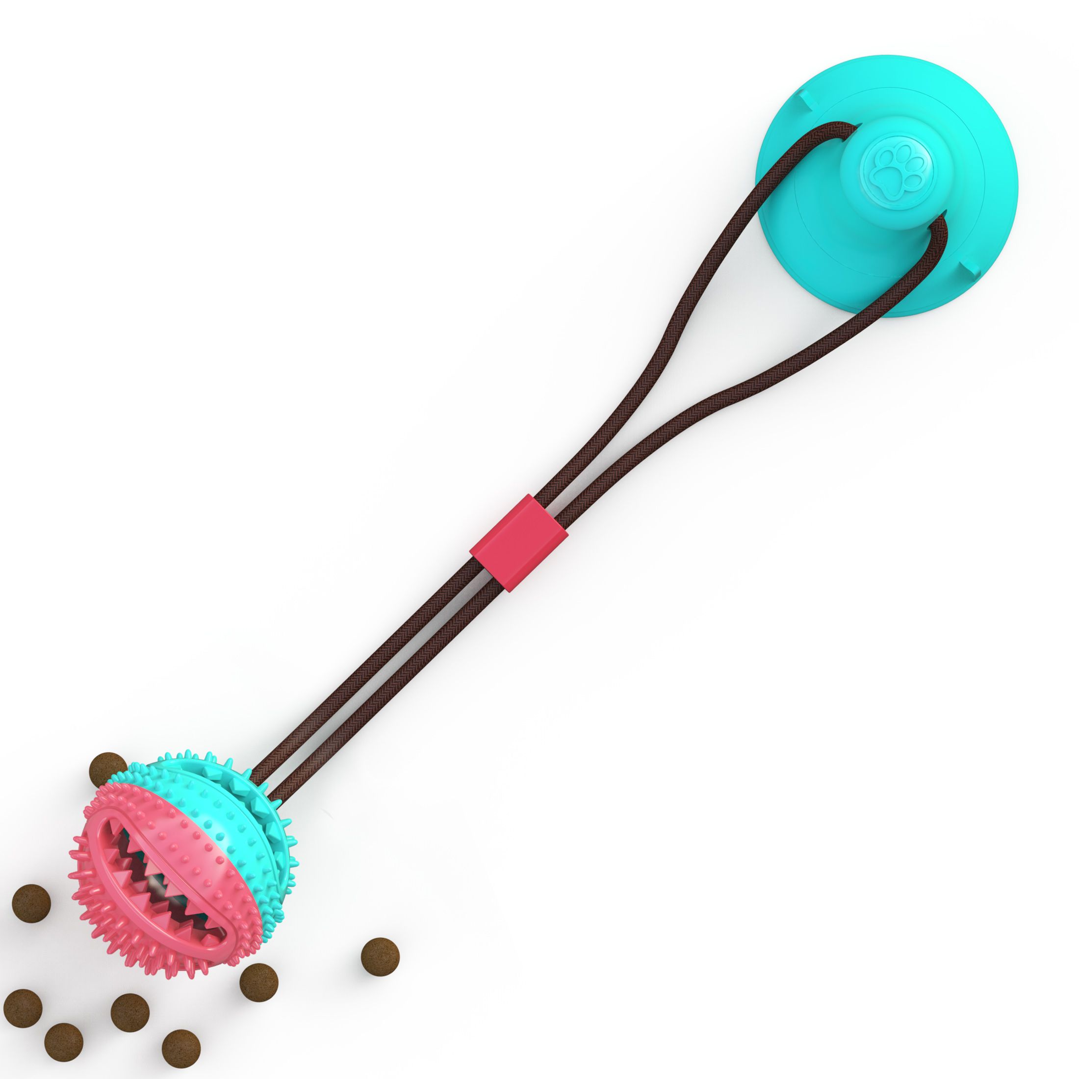 Pet products Amazon sells a hot dog toy called suction cup, Molar, leaky food device, and Pet Molar Specification drawing