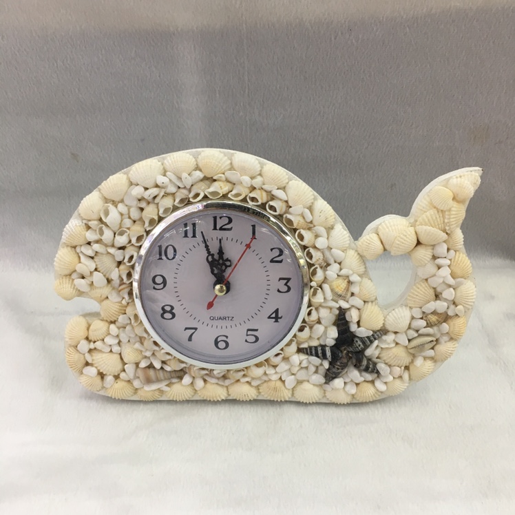 丽飞工艺创意家居工艺品摆件年年有鱼贝壳时钟2