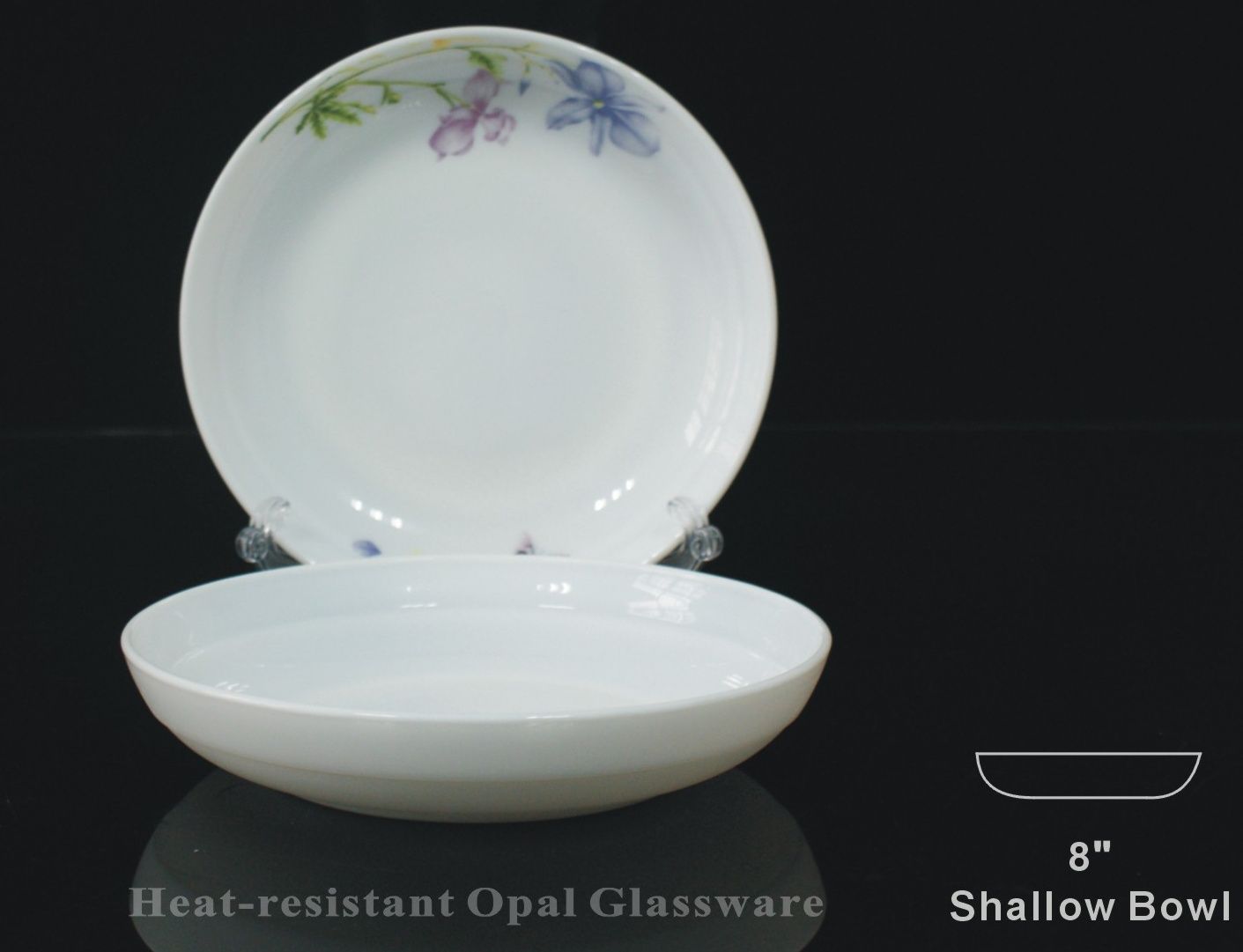 shallow bowl, glass bowl, white jade plate, good products from Yiwu - 8-inch bowl QW80 details Picture