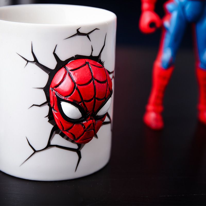 Personalized ceramic mug Creative cartoon Spiderman ceramic cup milk coffee cup custom LOGO gift cup details Picture