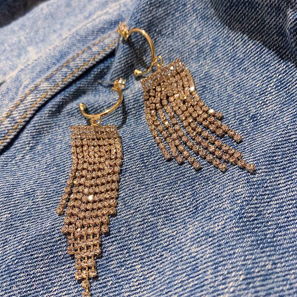 The new Korean version of the earrings in 2020 long fashion earrings 925 silver needle electroplating real gold manufacturers direct thumbnail