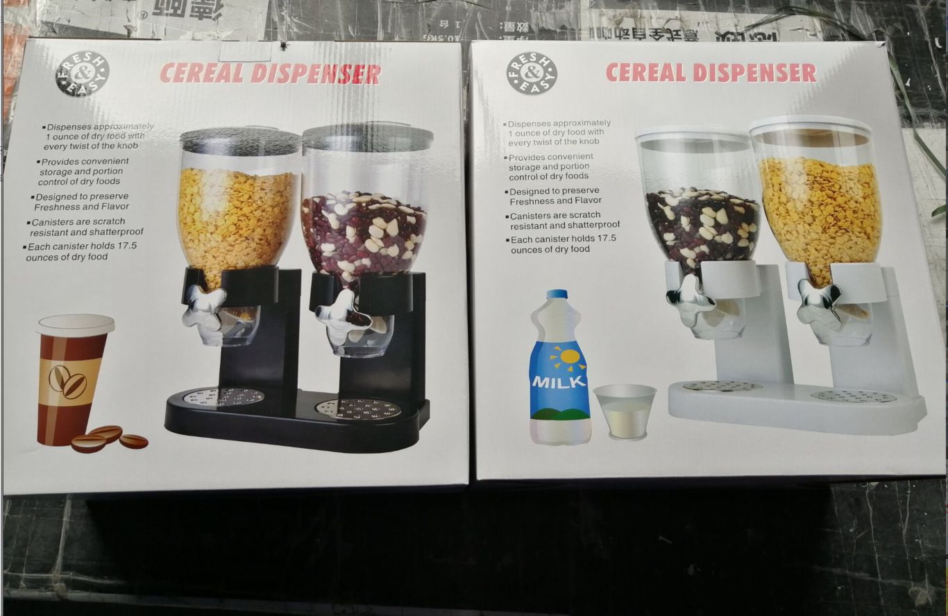 cerealdispemser双头直立塑料麦片机麦片机桶食物罐TV储物罐详情图1