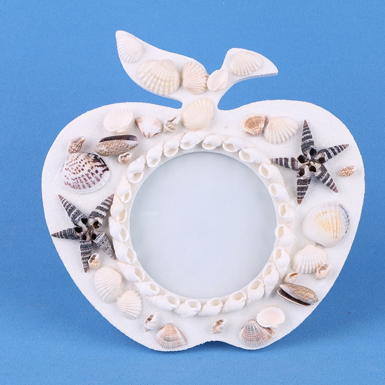 海洋风格/多彩海螺浪漫婚妙照相框海洋风格/奢华相框大自然贝壳像框架白底实物图