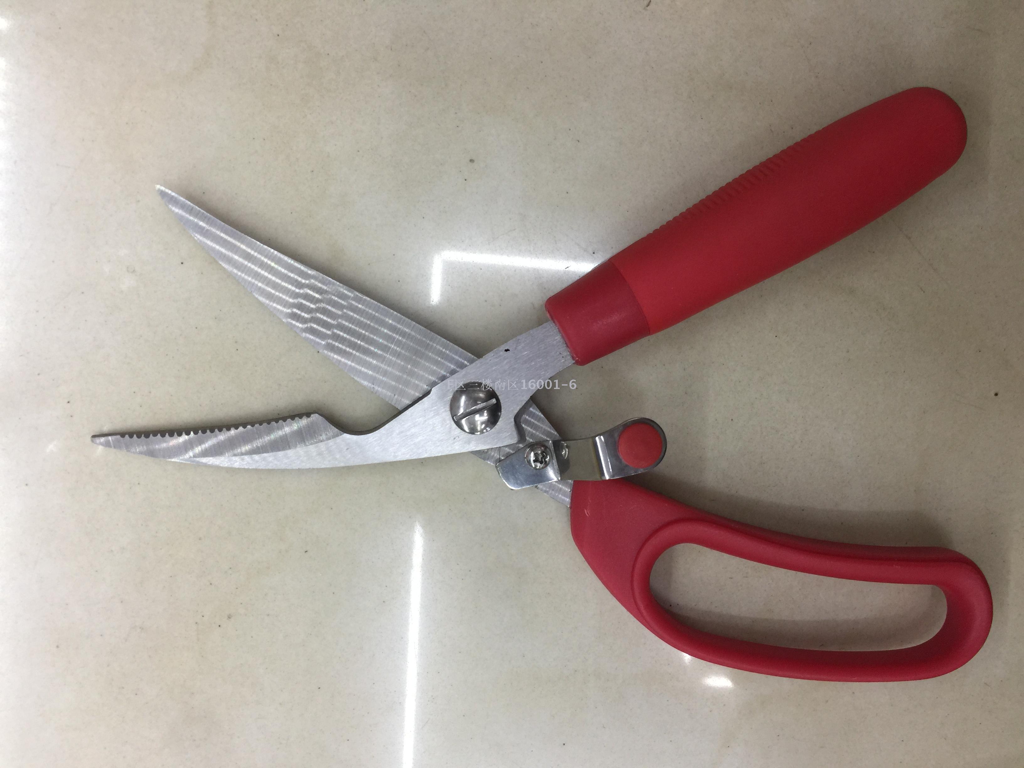义乌好货 景泓五金厨具 健豪多功能剪刀鸡骨剪红色黑色塑料柄详情图3