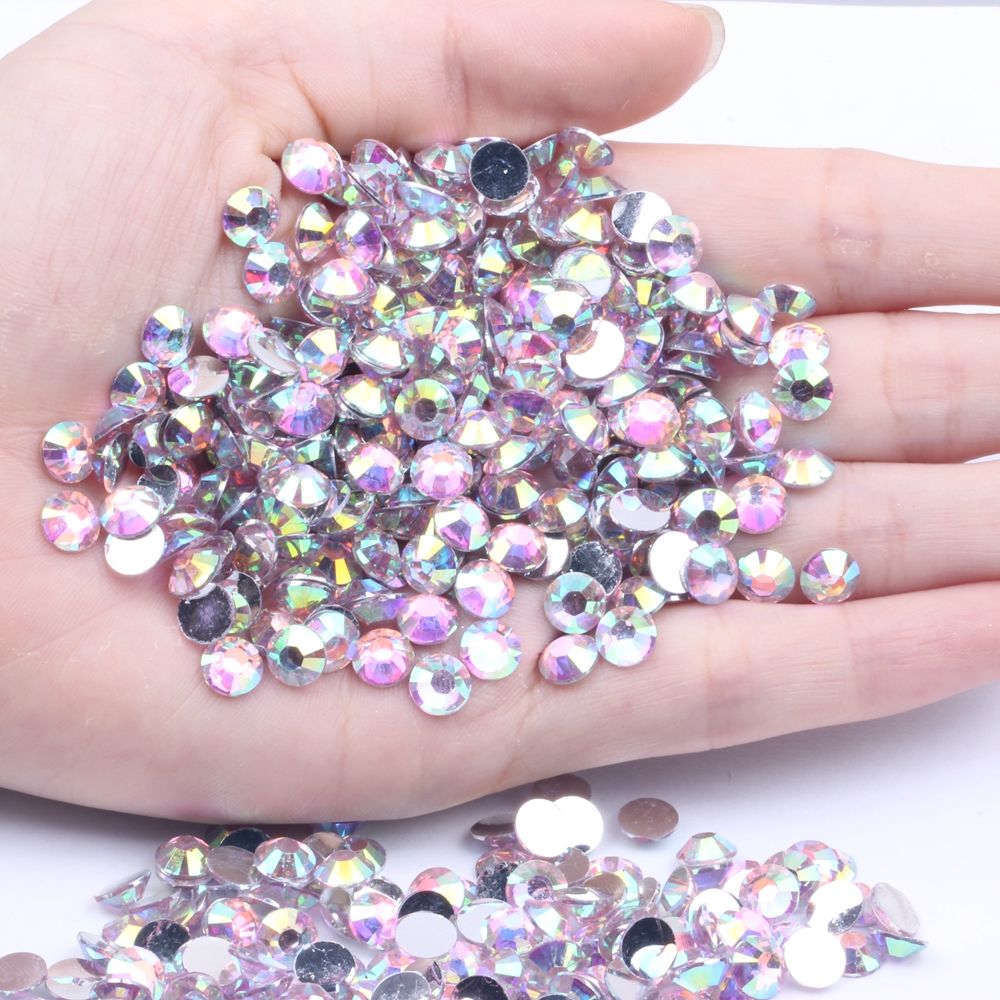 Coated Bottom Resin Diamond Light Powder Ab4mm50,000 Flat Bottom Rhinestones 14 Cut Manicure Accessories Hair Accessories