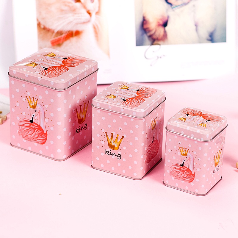 Set of three square pillar POTS flamingo Swan gift POTS