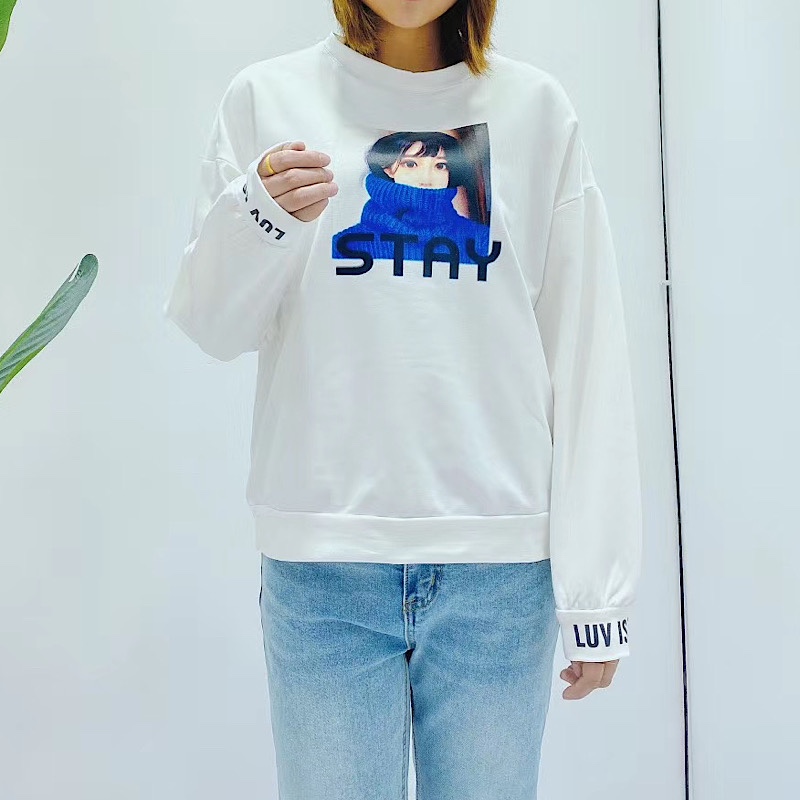 Season 5: Women's Wear, Spring 2020 New Beauty Printed Sweatshirt, Loose long-sleeved cotton base layer details Picture