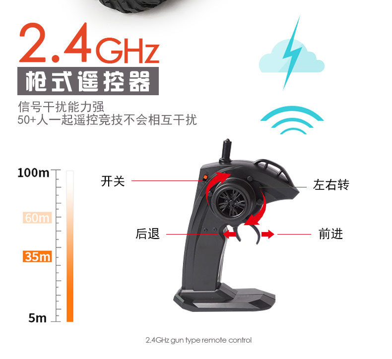 遥控越野车超大号充电动高速四驱攀爬车大脚赛车儿童男孩玩具汽车详情图4