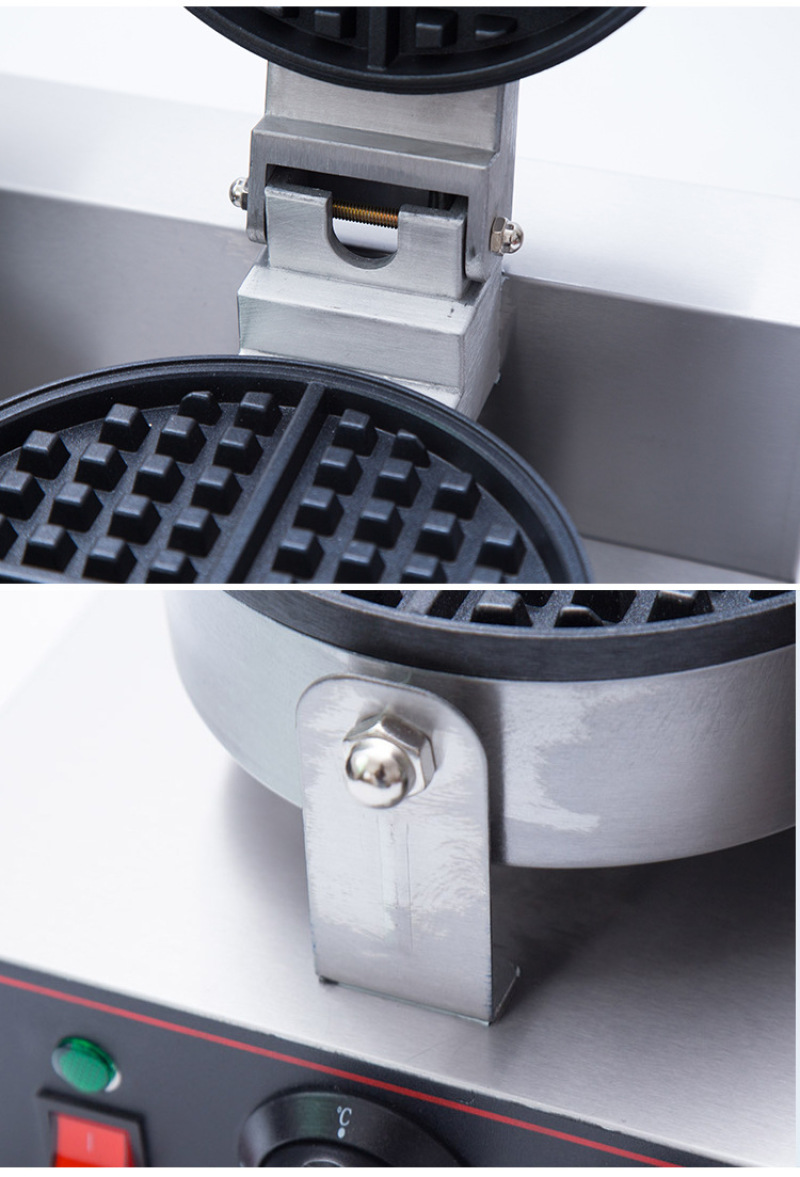 Horno de gofres de dos cabezas máquina de gofres redondas máquina de gofres comerciales máquina de gofres comerciales máquina de crepes comerciales detail image 9