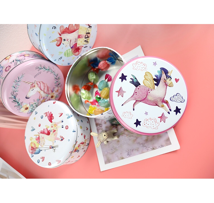 Set of two tin cans round gift cans Children's storage box cookie jar cookie jar thumbnail