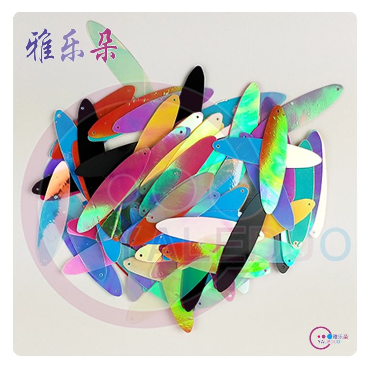 Double-pointed oval golden iridic single-hole sequin diy handcrafted irregular-shaped sequin clothing earrings accessories