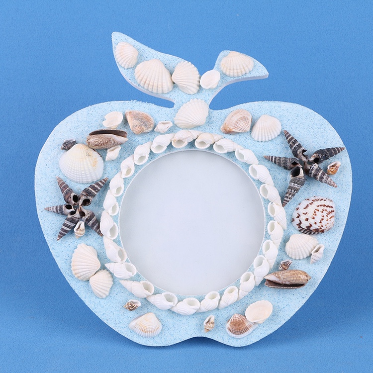 海洋风格/多彩海螺浪漫婚妙照相框海洋风格/奢华相框大自然贝壳像框架细节图