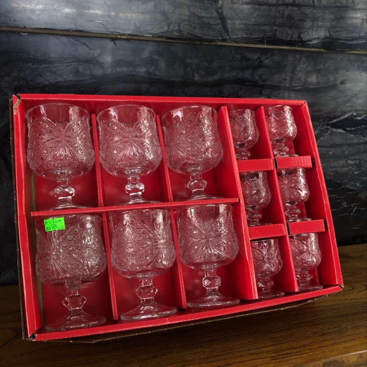 玻璃制品刻花酒杯套装12件套