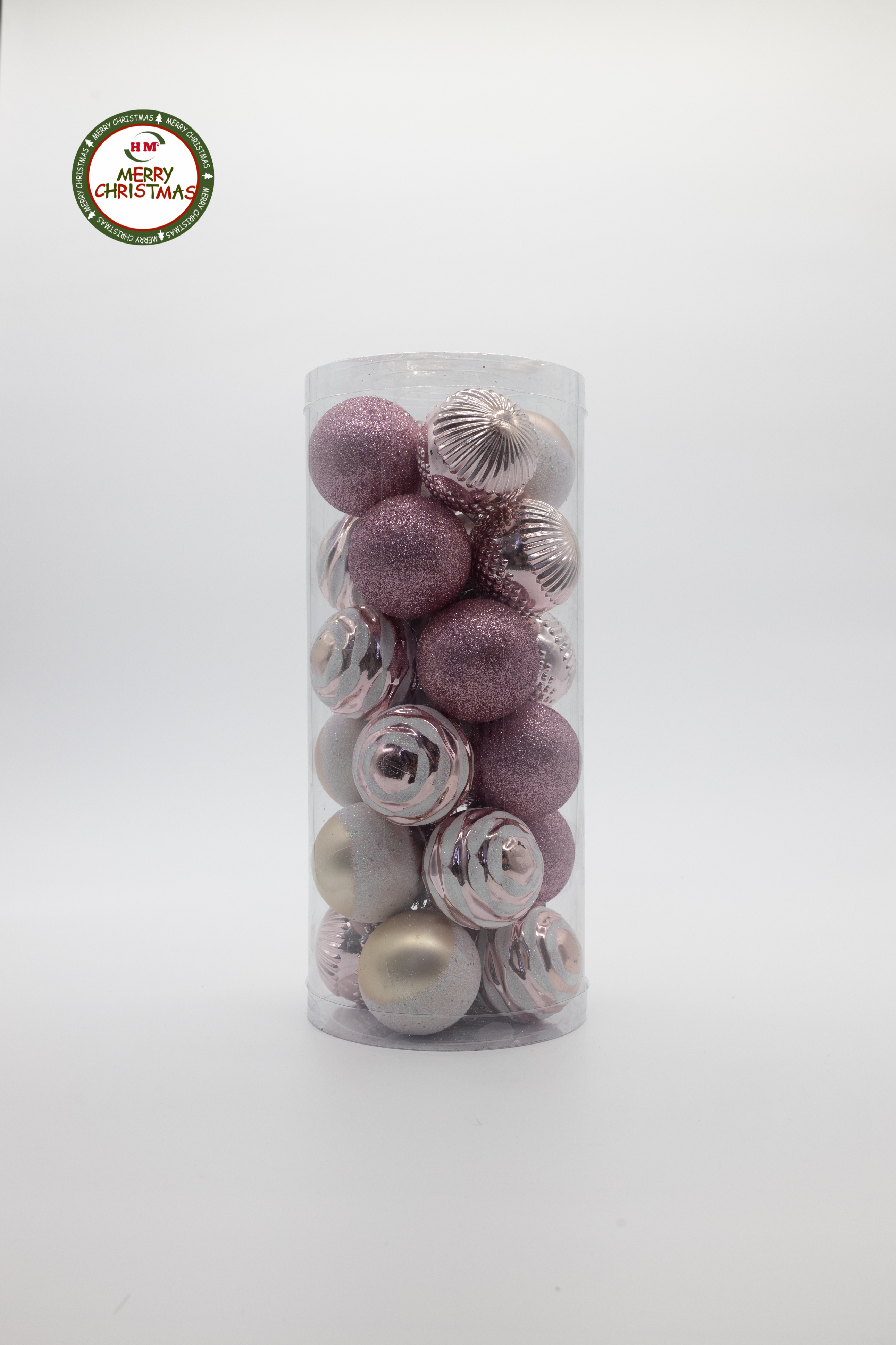 圣诞节装饰品圣诞球彩球新款厂家直销电镀光球哑光球粉球套装礼盒详情图1