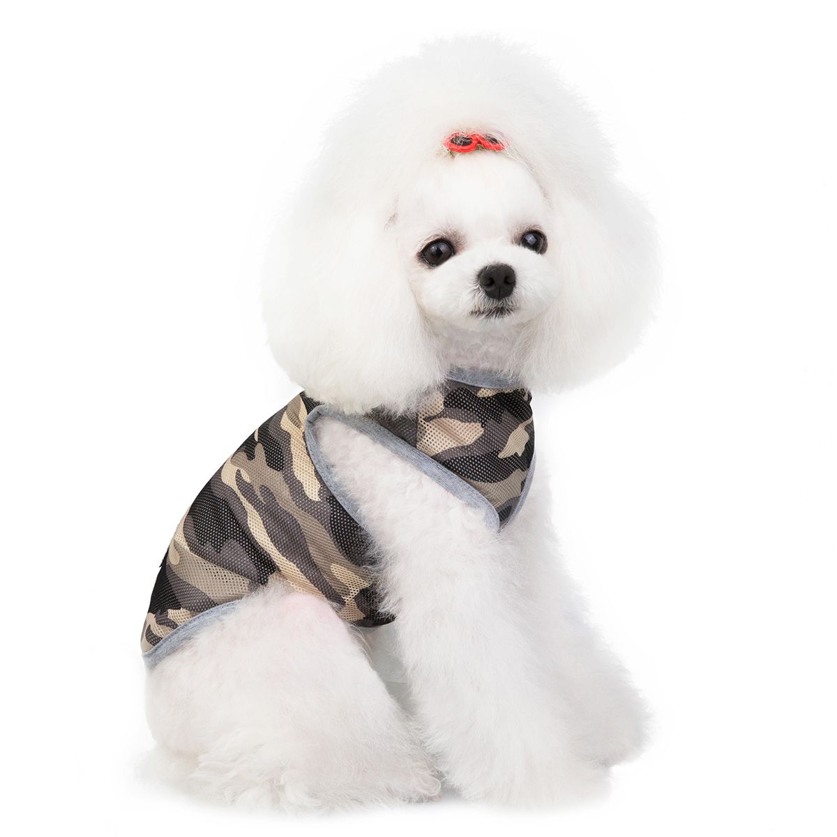 迷彩网眼背心/小型犬衣服/新款春夏服装白底实物图
